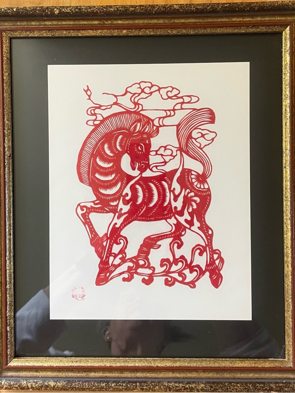 Red Horse Paper-Cut - Chinese  - professionally framed - Year of the Horse